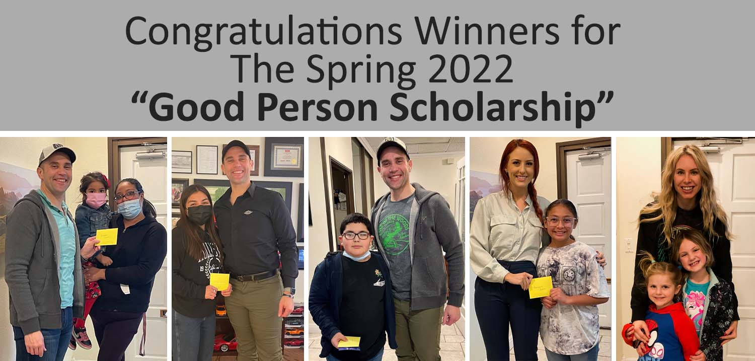 Attorney Ryan Alexander's Spring 2022 "Good Person Scholarship" winners!